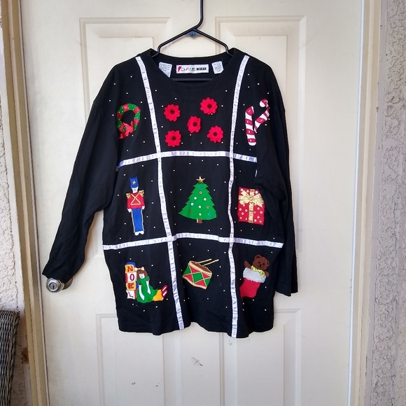 Chaus Women Holiday Shirt Christmas Ugly Party Vintage Retro Winter Long Sleeve - Picture 6 of 15